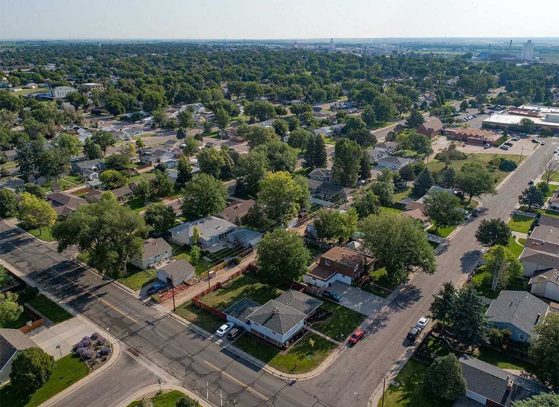 Sterling, CO - Sterling Colorado Summer Aerial View Trees Are Green Residential Area